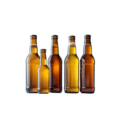 Assortment of Beer Bottles on Transparent Background
