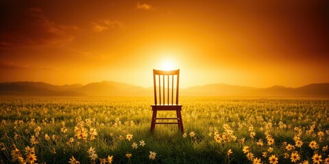 Sunrise Serenity, Open Field, Empty Seat