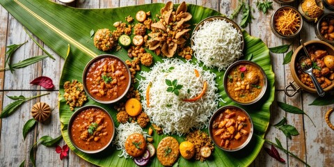 Traditional South Indian Vegetarian Onam Sadhya