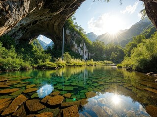 Tranquil Nature, Water's Edge Cave, Scenic View