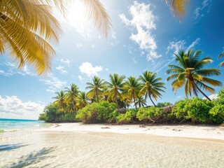 Tropical Getaway: Lush Palms, Sparkling Waters, Ideal Summer Holiday