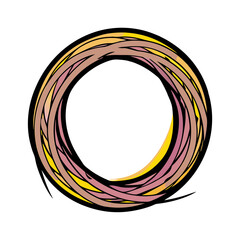 Colorful scribble circle illustration in pop art comic book style, isolated vector image on a transparent background  