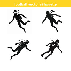 Diver,Underwater Diving,Black silhouette of a scuba diver wearing a wetsuit swimming underwater vector art,