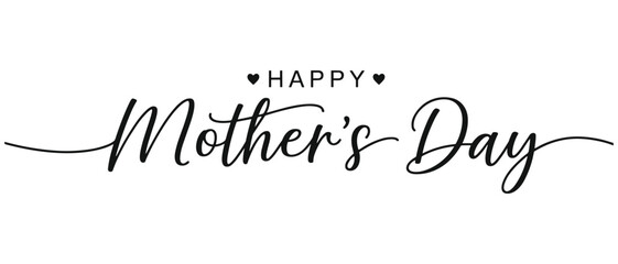 Happy Mother's Day Elegant Calligraphy with Hearts - Minimalist Greeting Design