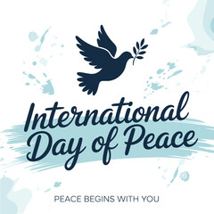 Obraz premium International Day of Peace Dove Design - Watercolor & Calligraphy Graphic