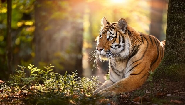 majestic tiger in sunlit forest celebrating international tiger day