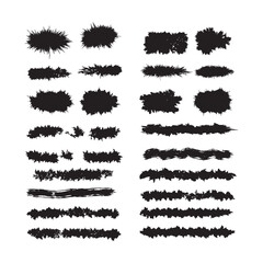 Black Brush Stroke and Shape Vector Set on White Background