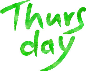 Thursday Word in Green &ndash; Handwritten Day Typography