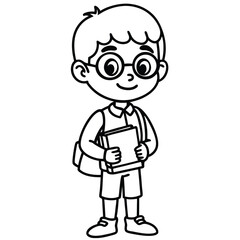 Fototapeta premium clever boy outline vector art for coloring page