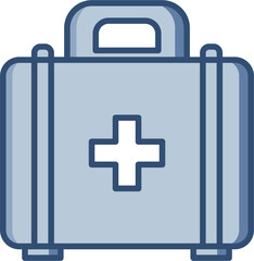First Aid Kit vector icon with transparent background. Changeable blue color design.