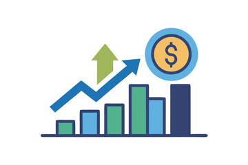 Financial growth chart with rising arrow and dollar coin symbolizing success