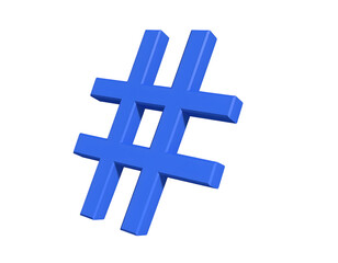 Obraz premium Blue hashtag symbol on black background
