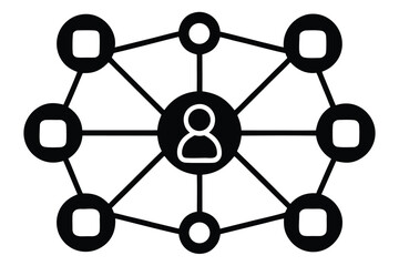 Central person connected to multiple nodes in a network diagram
