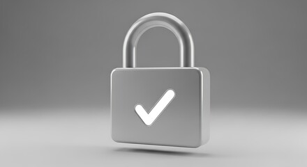 Secure Data Protection A 3D Model of a Padlock with Check Mark. AI Generated