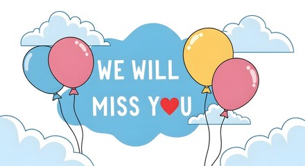 Farewell Message Card with Balloons