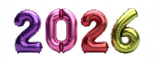 Obraz premium Colorful balloons shaped as numbers 2026 create festive atmosphere, perfect for celebrations and events