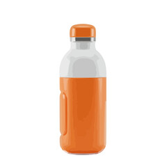 Orange insulated water bottle with white base on solid background  