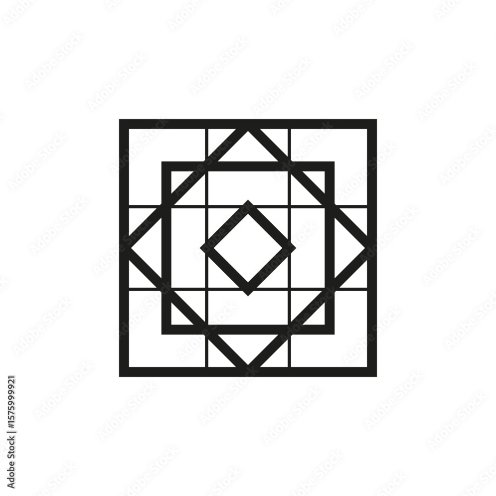Fototapete Geometric square logo icon. Square concept vector design with minimalistic linear style