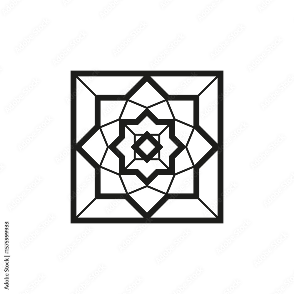 Fototapete Geometric square logo icon. Square concept vector design with minimalistic linear style