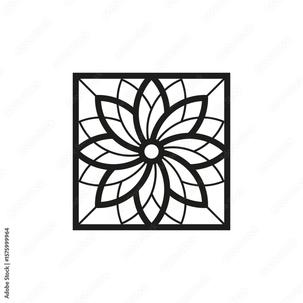 Fototapete Geometric square logo icon. Square concept vector design with minimalistic linear style