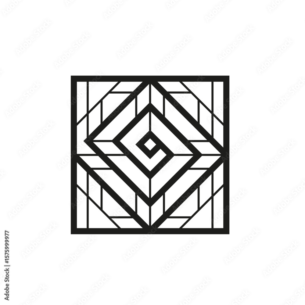 Fototapete Geometric square logo icon. Square concept vector design with minimalistic linear style