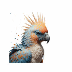 Obraz premium Exotic Parrot: A striking illustration of a parrot, meticulously rendered with soft watercolor strokes, captures the exquisite beauty and intricate detail of its vibrant plumage.