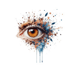 Vibrant Gaze: A close-up view of an eye with warm tones, encircled by artistic paint strokes, conveying a sense of introspection and artistic flair.