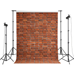 Red Brick Wall Photography Backdrop with Stands isolated on transparent background
