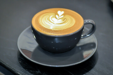 hot cofffee, cappuccino coffee or latte coffee or flat white or latte art
