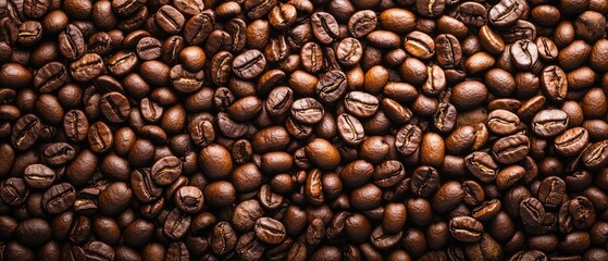 Fototapeta premium Close-up view of many coffee beans.