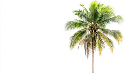 Isolated coconut palm tree against white background