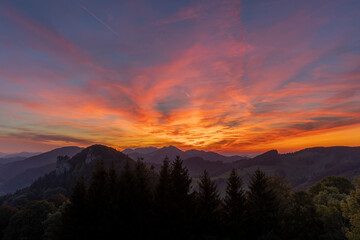 Stunning Sunset Over Ankenballen in the Swiss Jura
