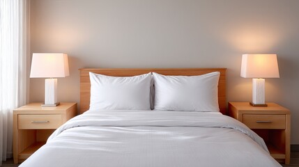 Modern Minimalist Bedroom with Cozy Bed and Soft Lighting for Relaxation and Comfort