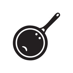 Cast iron frying pan icon silhouette isolated on white background kitchen cooking element symbol