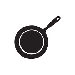 Cast iron frying pan icon silhouette isolated on white background kitchen cooking element symbol