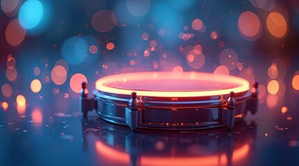 A glowing digital drum set with vibrant holographic beats, symbolizing rhythm and energy ai generative