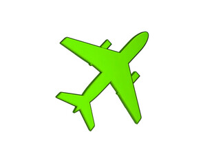 Obraz premium Green airplane isolated on black background