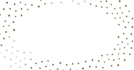 Gold and Silver Stars on White Background