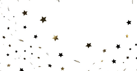 Black and Gold Star Confetti on White
