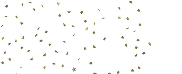 Image of gold stars scattered on a white background. Perfect for celebration, festive designs.