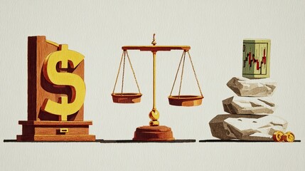 Financial justice, market stability, textured background