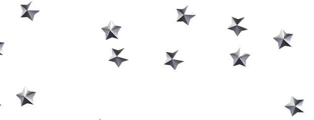 High-quality image of silver stars scattered on a white background. Perfect for backgrounds, textures, and designs.