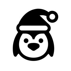 Adorable Penguin Wearing a Santa Hat Festive Winter Icon, Christmas Bird Illustration, Holiday Vector Graphic