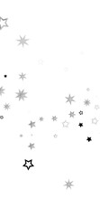 Abstract image of gray and black stars scattered on a white background. Perfect for backgrounds, textures, and design elements.