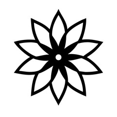 Elegant Black and White Floral Design Stylized Poinsettia-Inspired Flower Illustration, Perfect for Holiday Decorations, Invitations, or Digital Art Projects