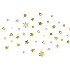 Beautiful image of gold and silver stars on white background. Perfect for holidays, celebrations, and more.