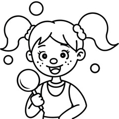 Obraz premium Baby girl outline art for coloring page