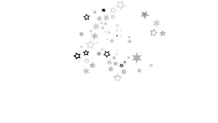 Abstract image of gray and black stars scattered on a white background. Perfect for celebration, party, or holiday designs.