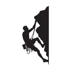 rock climbing vector silhouette line art logo design illustration