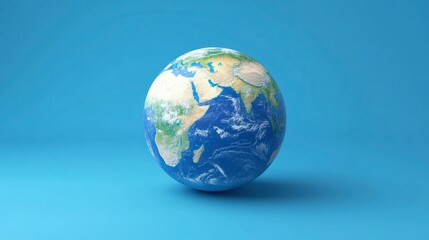 Fototapeta premium A stylized 3D rendering of planet Earth against a light blue background.